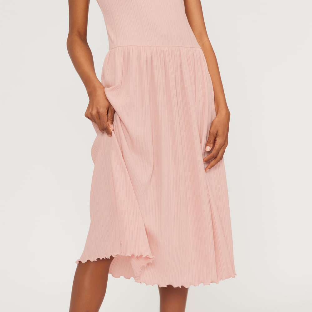 The Rib Soft Knit Scoop-Neck Dress | Petal Pink