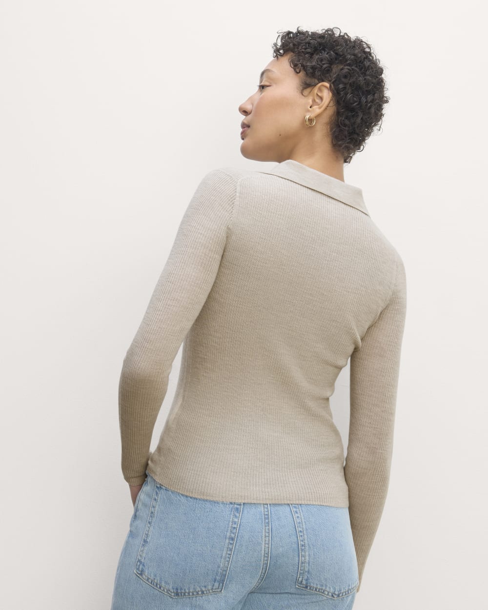 The Polo in Ultrasoft Merino | Heather Oatmeal