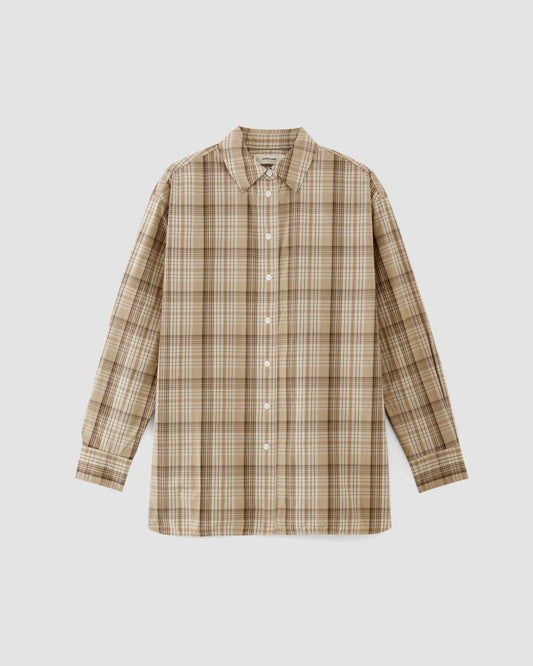 The Supima® Cotton Boyfriend Shirt | Pale Khaki Plaid