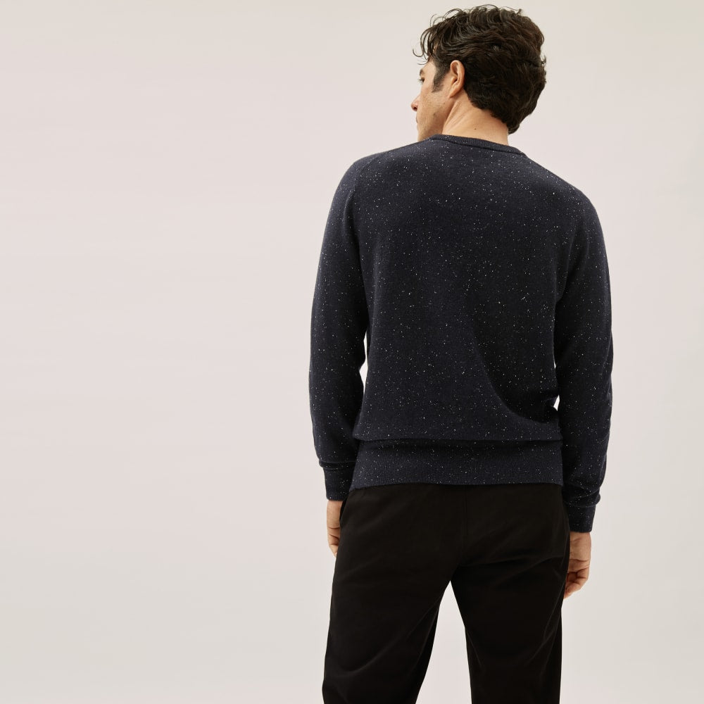The Grade-A Cashmere Crew | Dark Navy Donegal