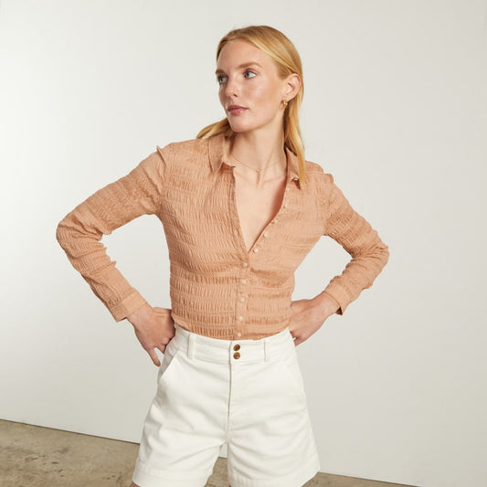 The Button Smock Top | Hazelnut