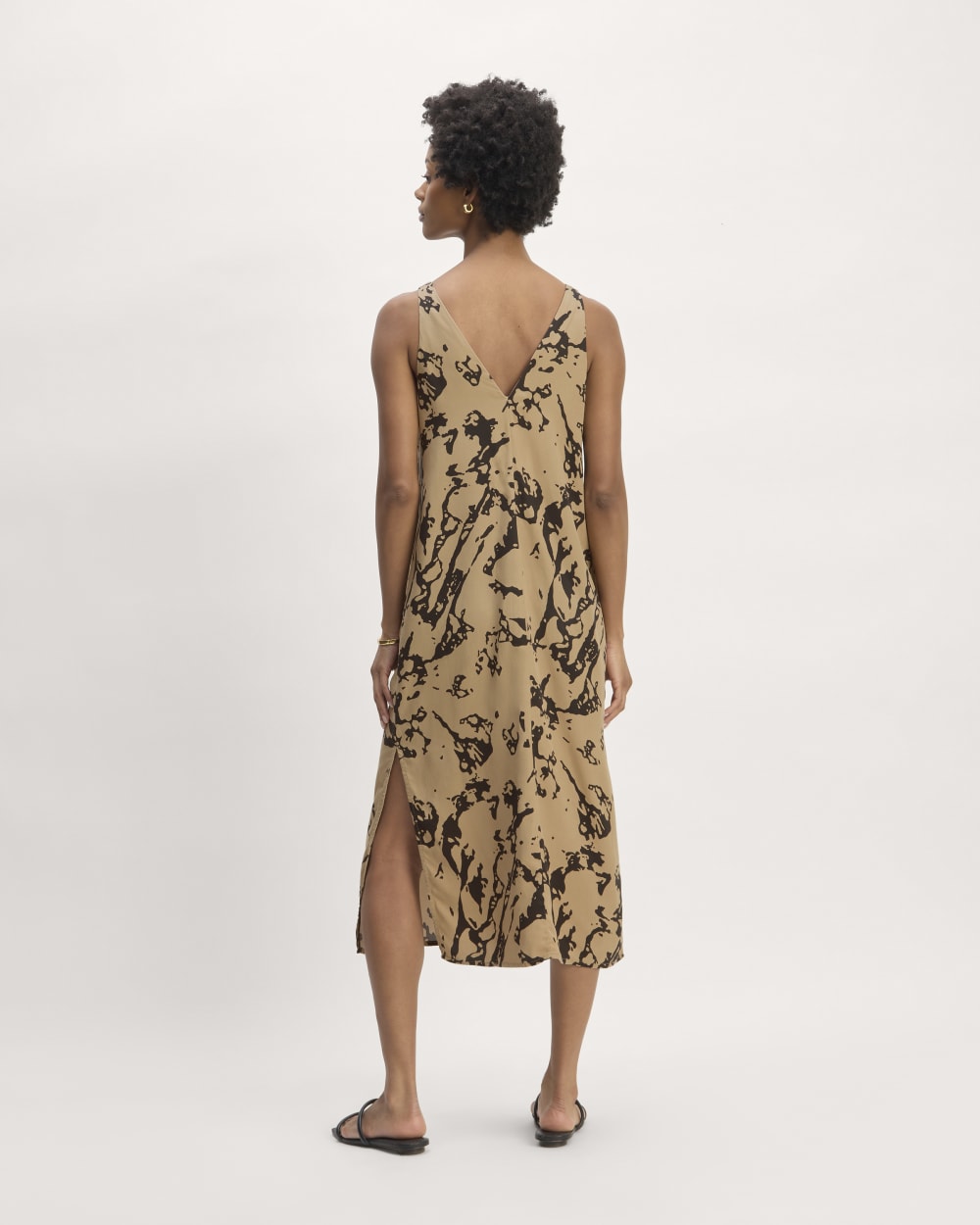 The TENCEL™ Midi Slip Dress | Black / Cornstalk Abstract