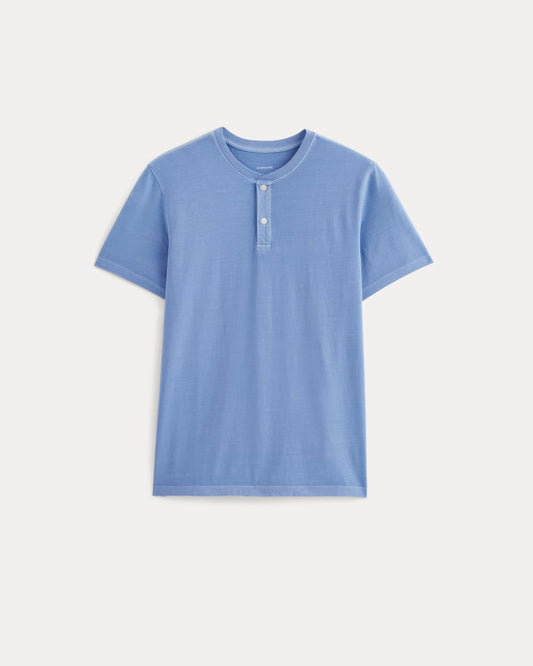 The Essential Organic Garment-Dyed Henley | Granada Sky Blue Garment Dye
