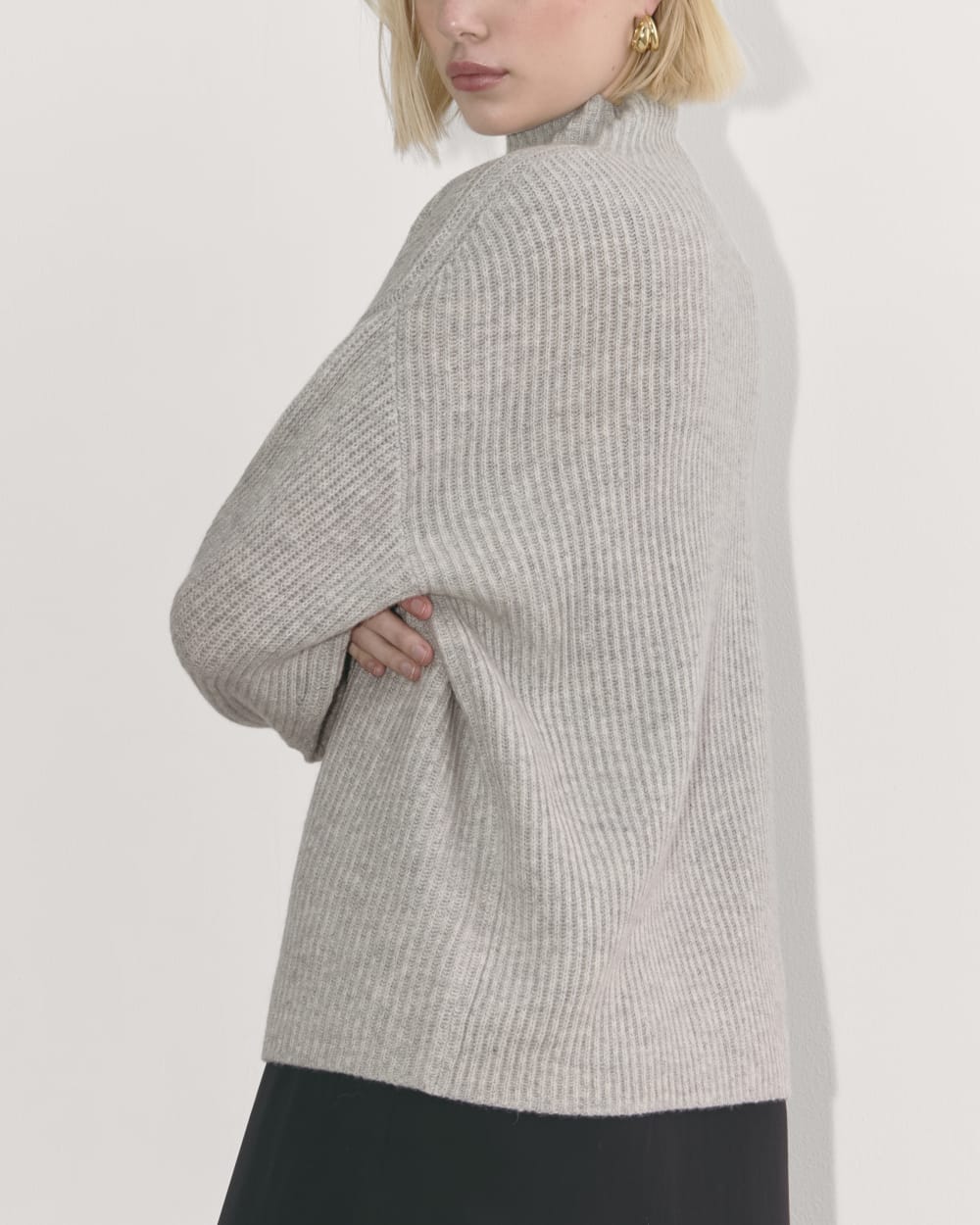 The Fisherman Turtleneck in Wool Cashmere | Light Heather Grey