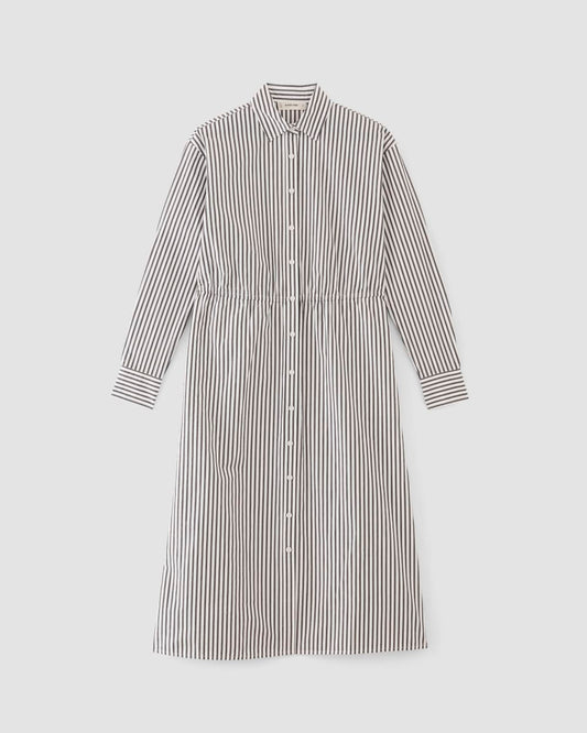 The Supima® Cotton Midi Shirt Dress | Optic White / Black