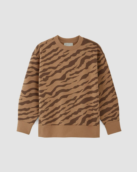 The ReTrack Oversized Crew | Cocoa Tiger Stripe