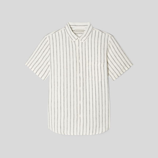 The Classic Short-Sleeve Shirt in Linen | Black / Canvas Tan