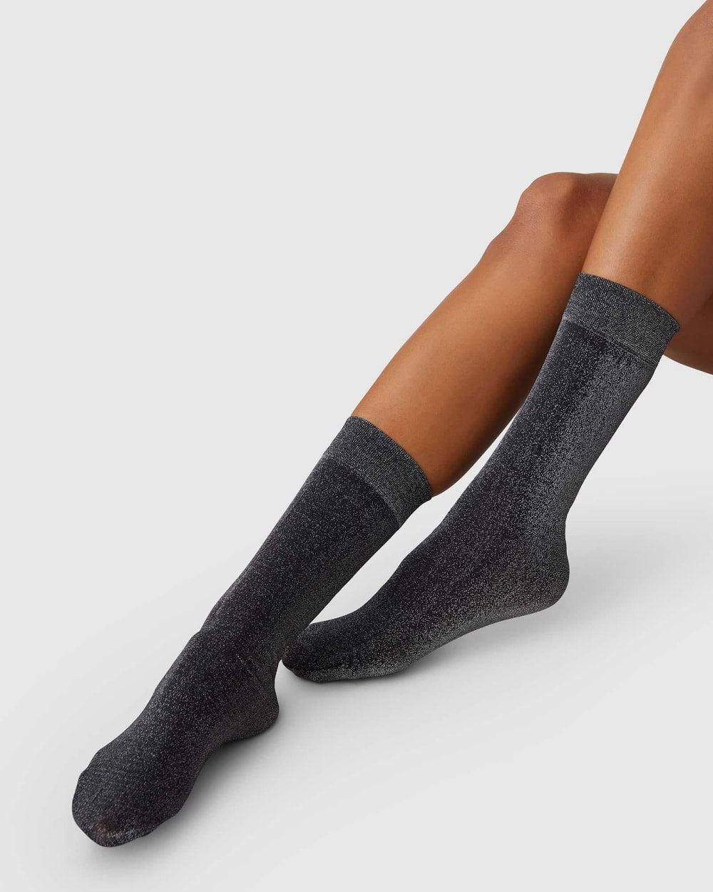 Ines Shimmery Socks | Black