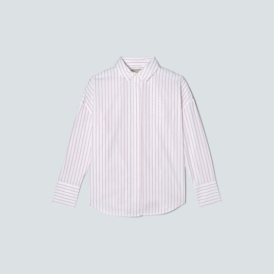 The Oversized Poplin Shirt | Equestrian Red / White