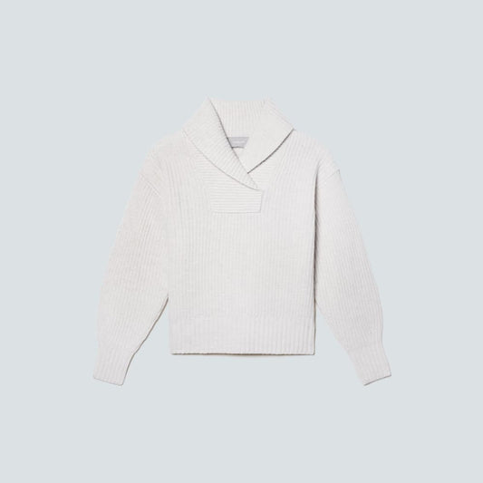 The Felted Merino Shawl Collar Sweater | Heathered Oat