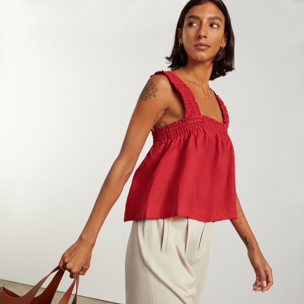 The Smocked Linen Cami | Goji Berry