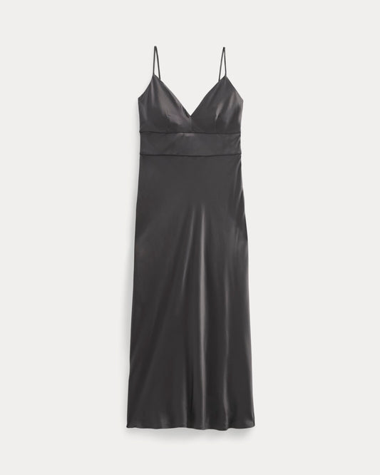 Bias Cut Slip Dress in Silk Charmeuse | Graphite