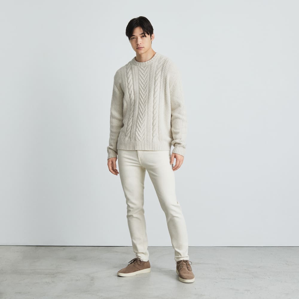 The Felted Merino Cable-Knit Crew | Heathered Oat