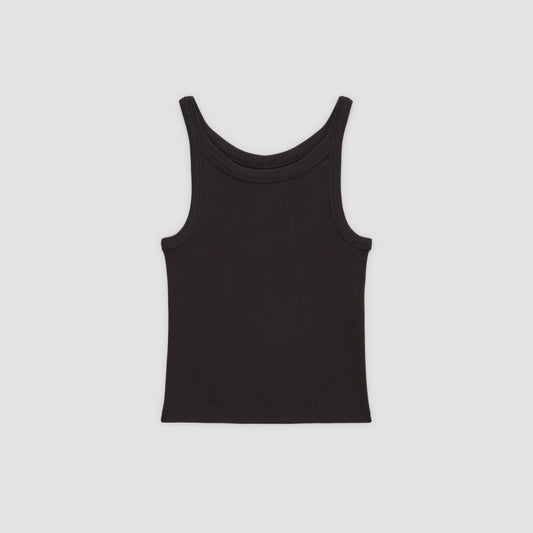The Supima® Micro-Rib Cropped Tank | Black