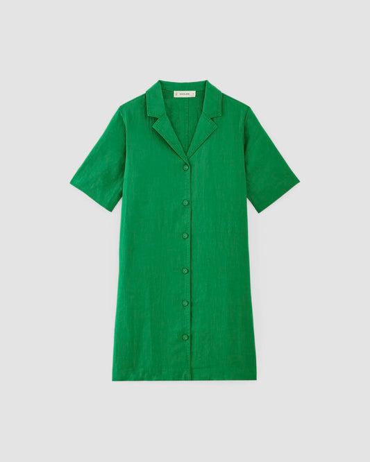The Shirtdress in Linen | Grass Green