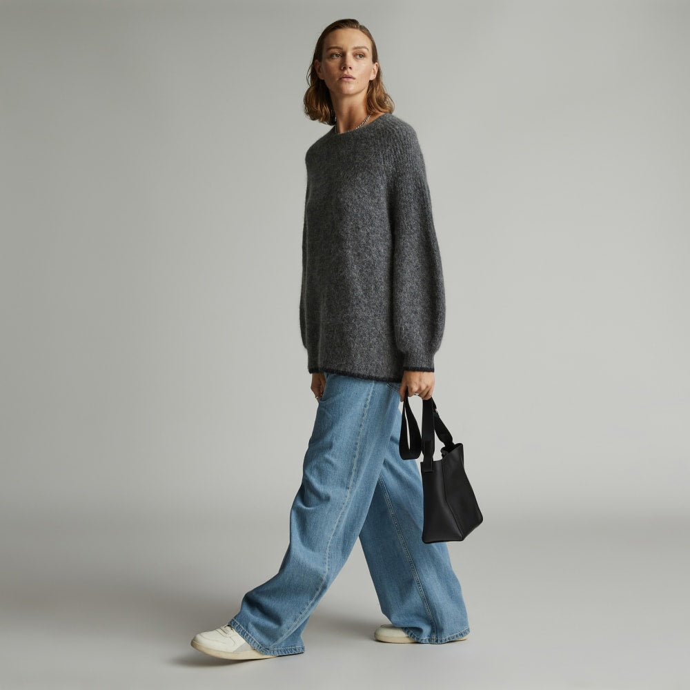 The SuperFuzz Alpaca Oversized Crew | Heathered Charcoal