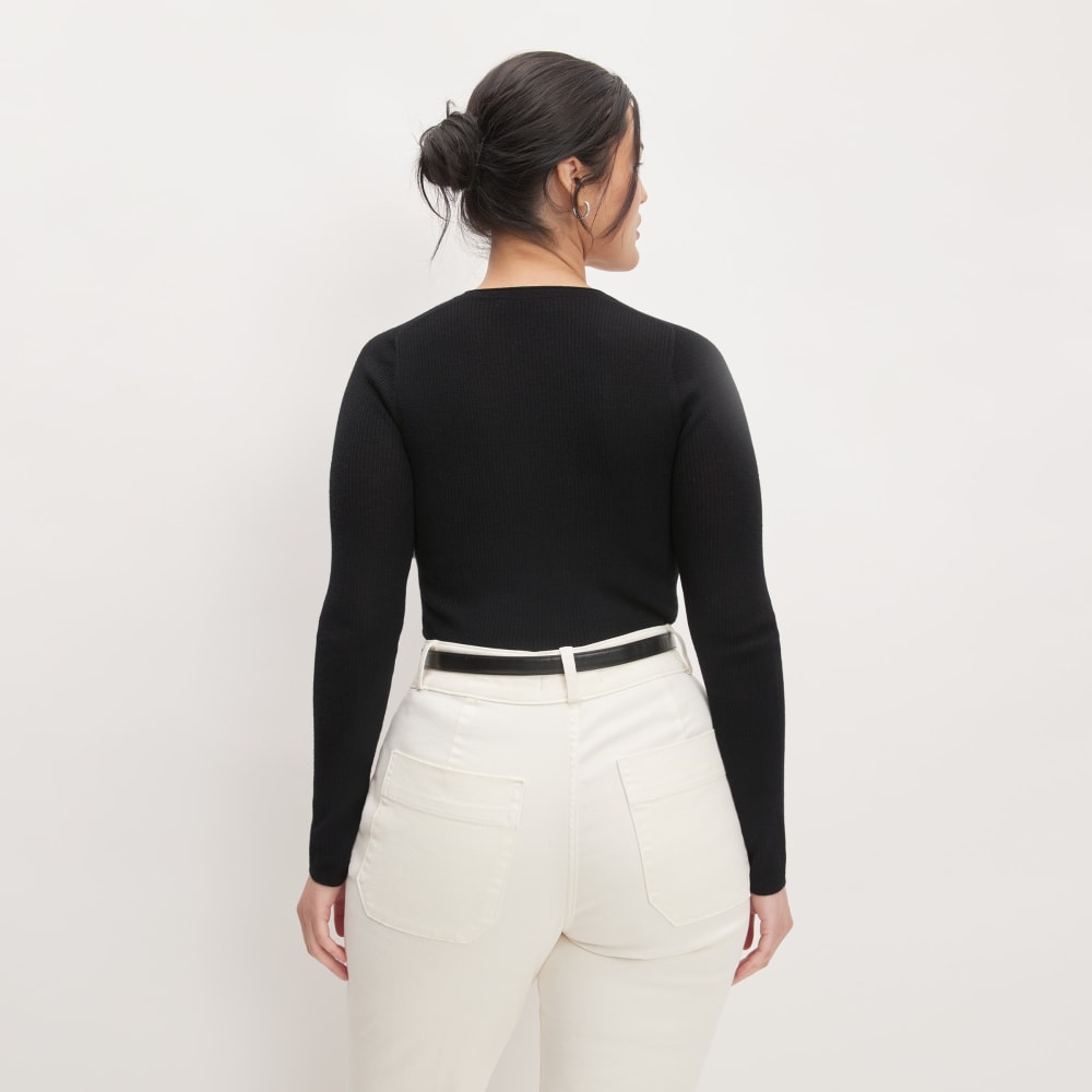 The Long-Sleeve Sweater Tee in Ultrasoft Merino | Black