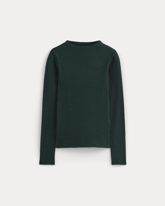 The Luxe Rib Funnel-Neck Tee | Heathered Dark Sea