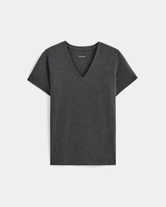 The Slim V-Neck Tee in Essential Cotton | Heathered Soot