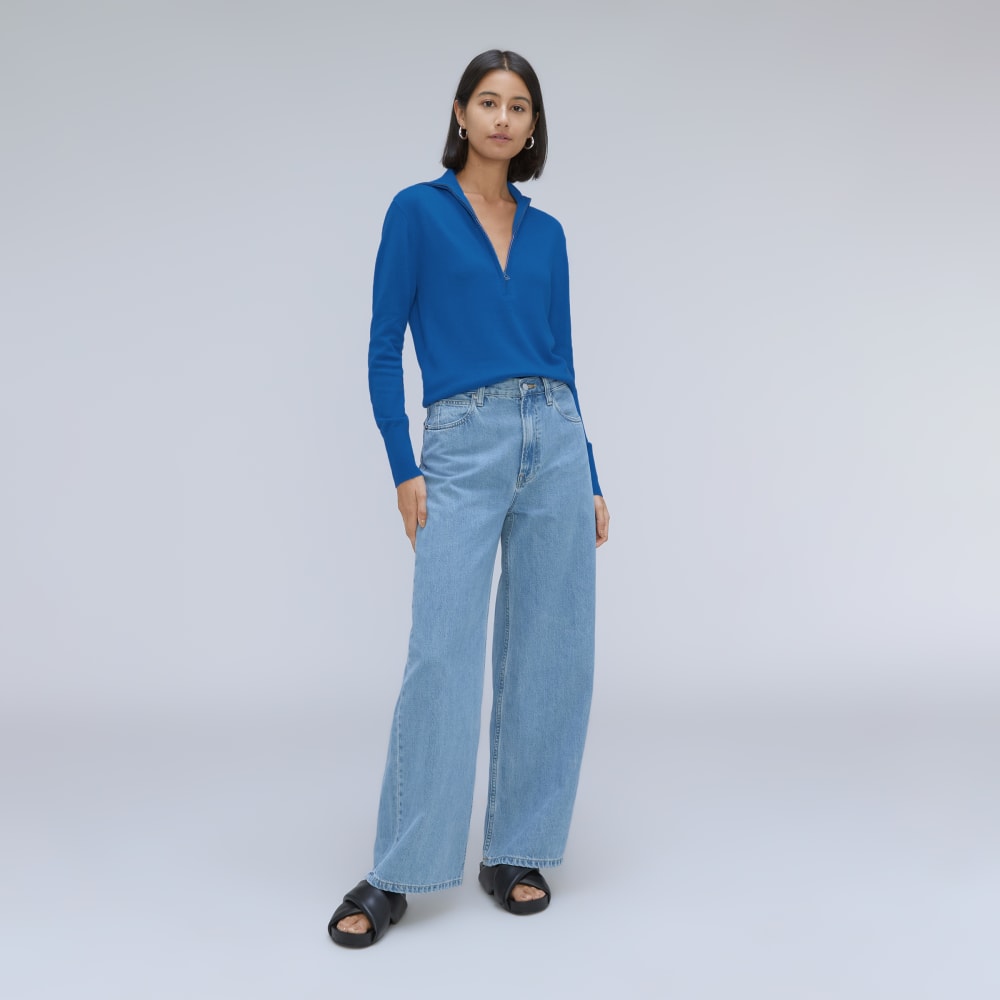 The Luxe Merino Half-Zip Sweater | Lapis Blue