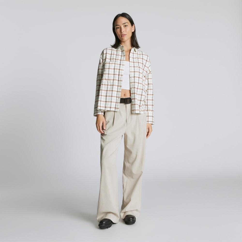 The Boxy Flannel | Seafoam / Tobacco Brown Plaid