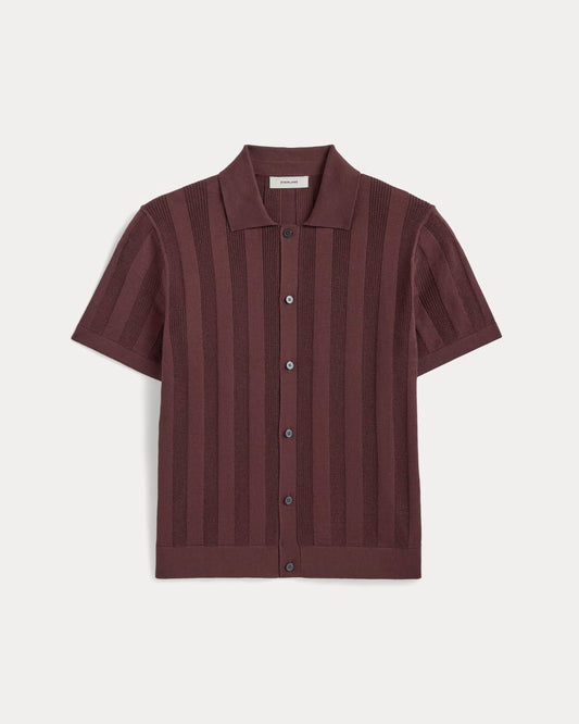 The No-Sweat Ribbed Polo | Dark Mahogany