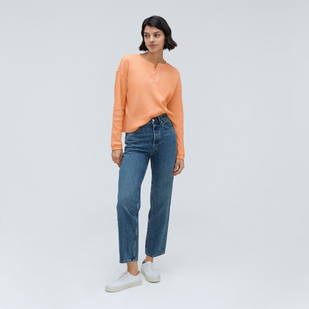 The Organic Cotton Waffle Henley | Orange Chiffon