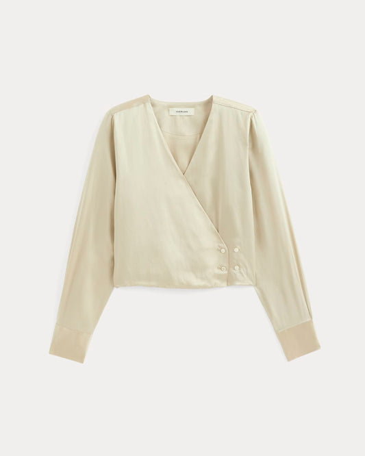 Wrap Top in Silk Charmeuse | Peyote