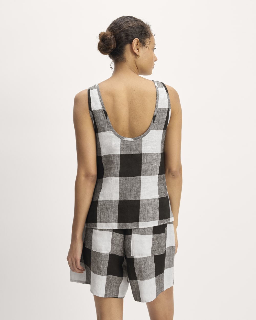 The Scoop Tank in Linen | Bone / Black Check
