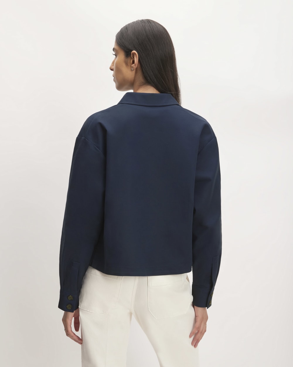 The Structured Cotton Cropped Shirt | Navy