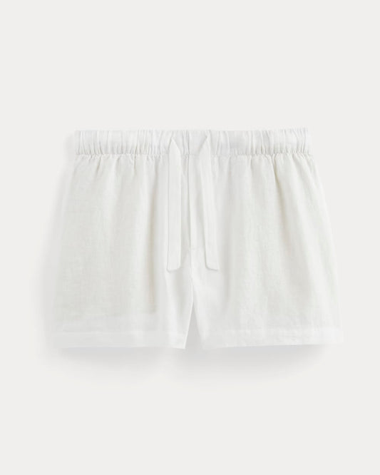The Drawstring Boxer Short in Linen | White