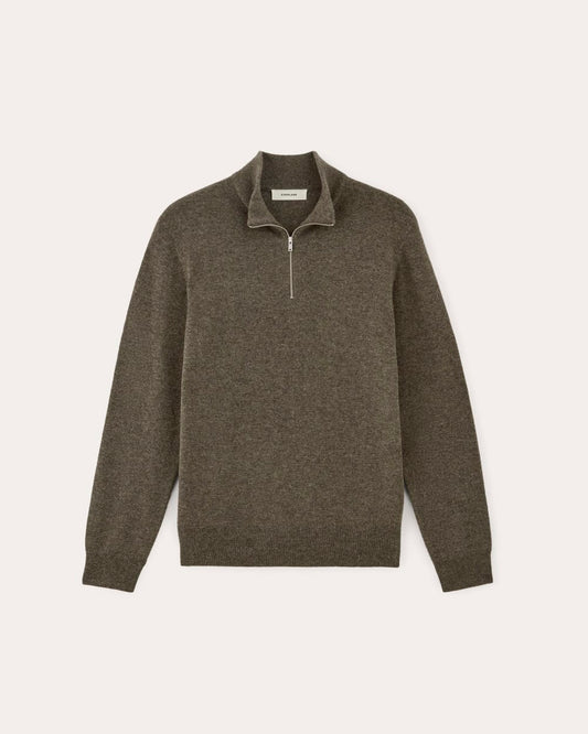The Quarter-Zip in Cashmere | Heathered Army Green