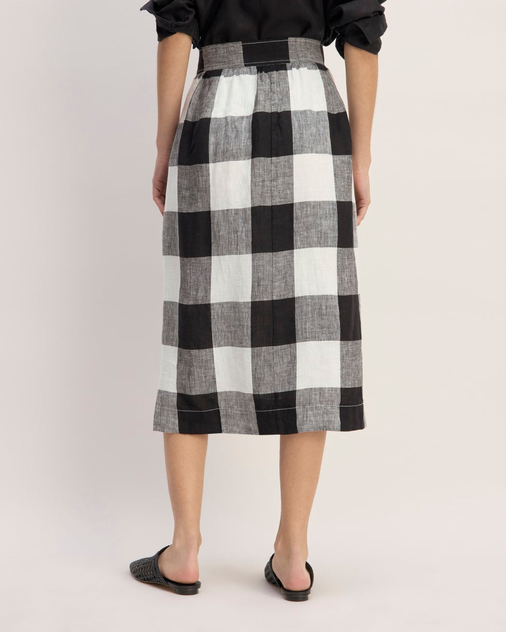 The Linen Wrap Skirt | Bone / Black Check