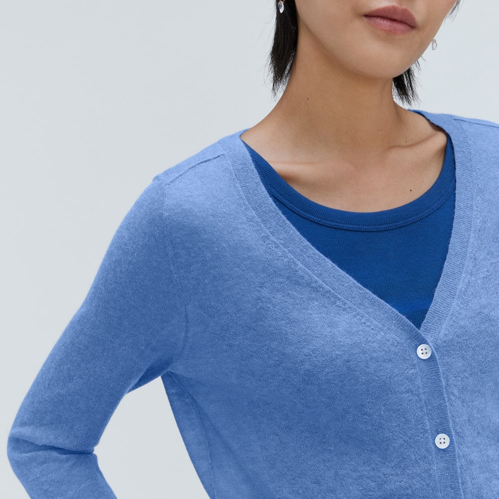 The Featherweight Alpaca Cardigan | Blue Opal