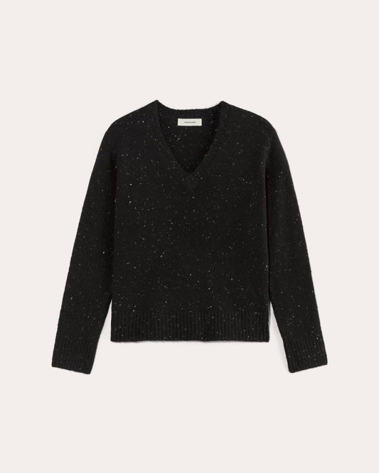 The V-Neck Sweater in Plush Cotton | Black Confetti