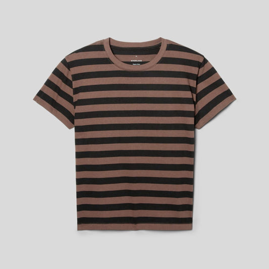 The Box-Cut Tee in Essential Cotton | Chocolate Brown / Black | No Pocket