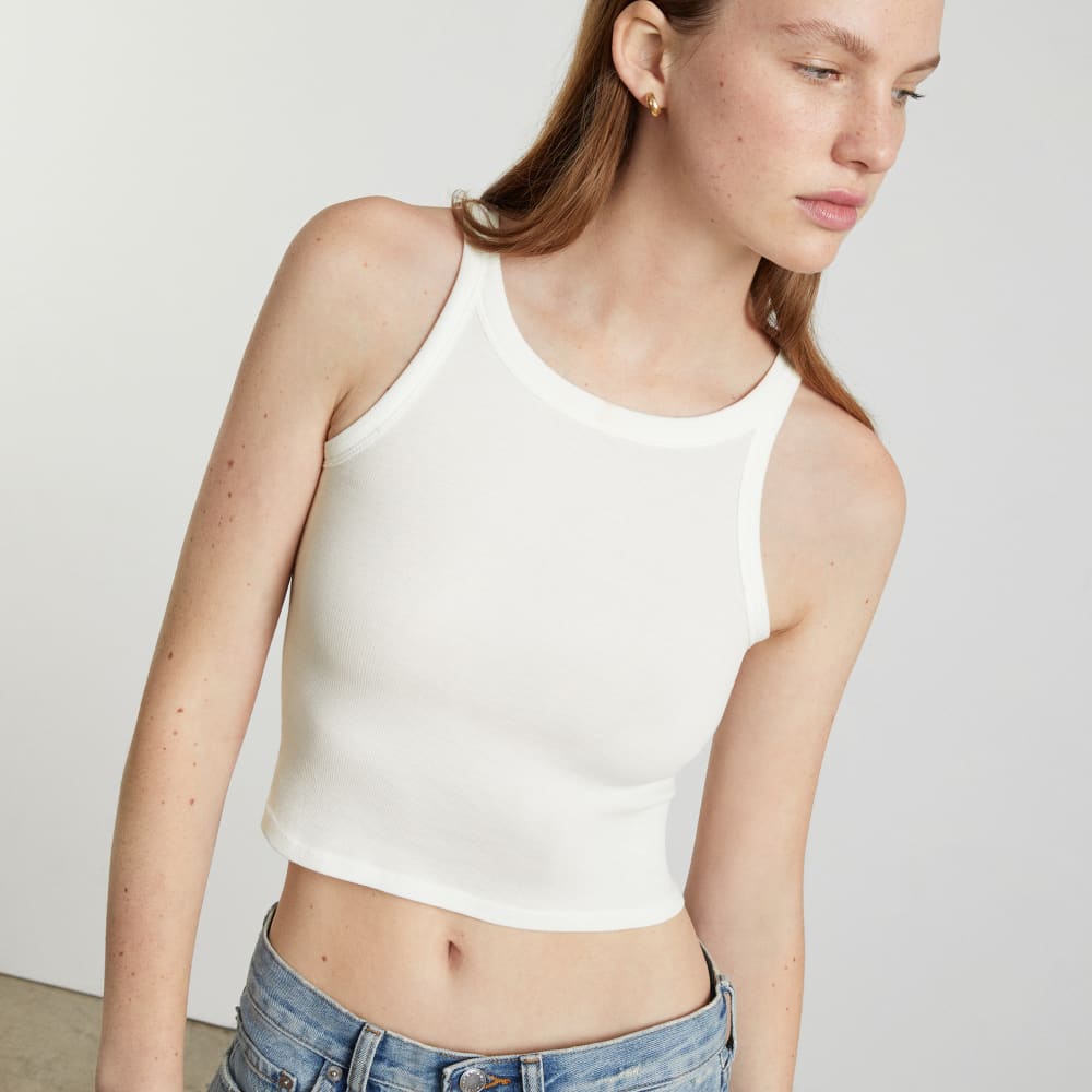 The Pima Micro-Rib Short Tank | White