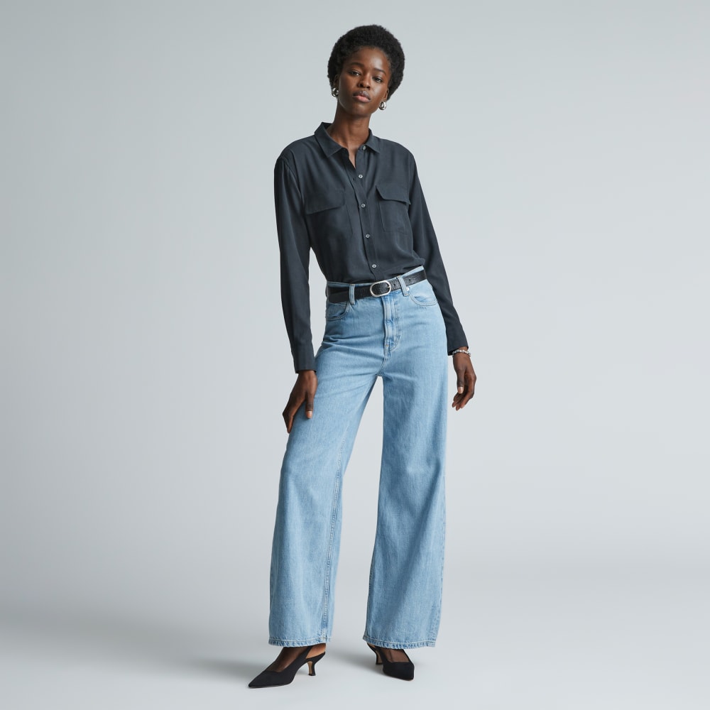 The Washable Silk Relaxed Shirt | Washed Black