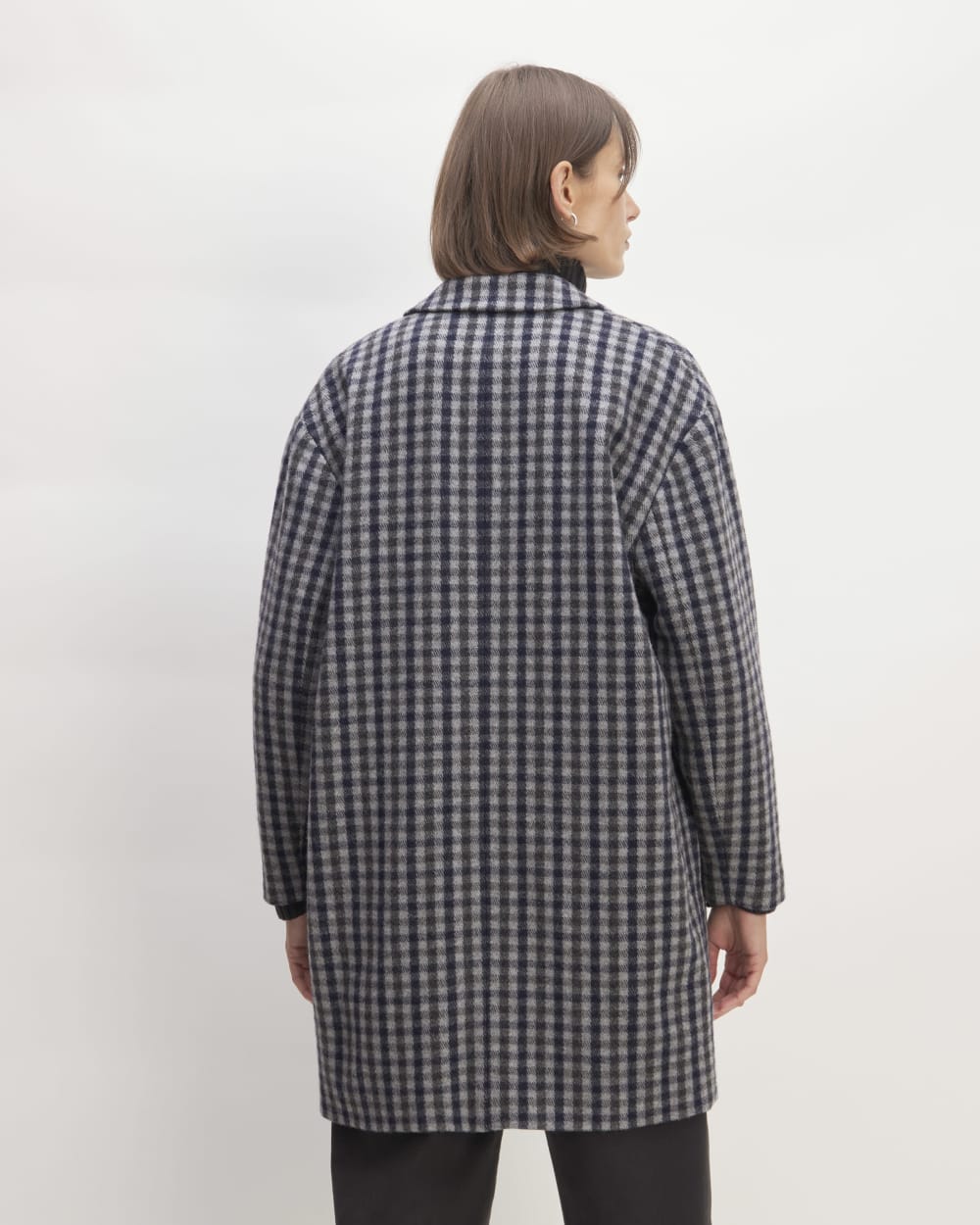 The Italian ReWool® Cocoon Coat | Grey / Charcoal / Navy Check