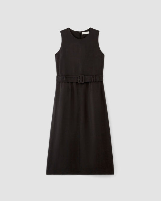 The Linen Belted Midi Dress | Black