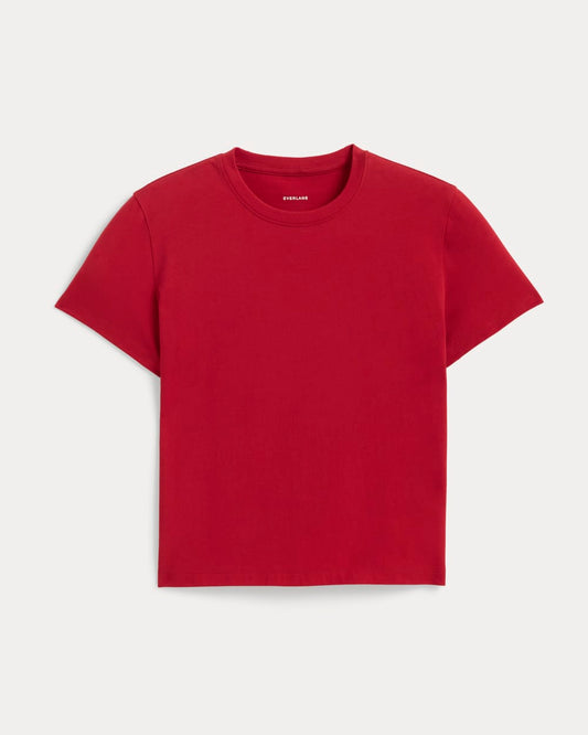 The Box-Cut Tee in Essential Cotton | Berry Red | No Pocket
