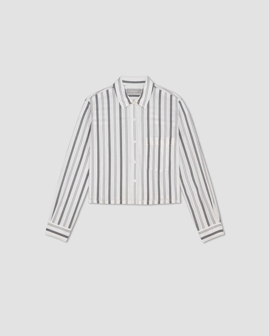 The Way-Short Shirt in Silky Cotton | Bone / Black