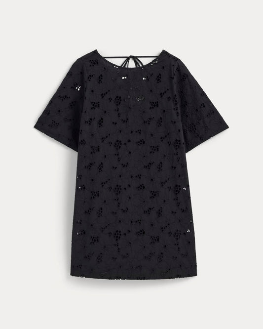 The Eyelet Mini Shift Dress | Black