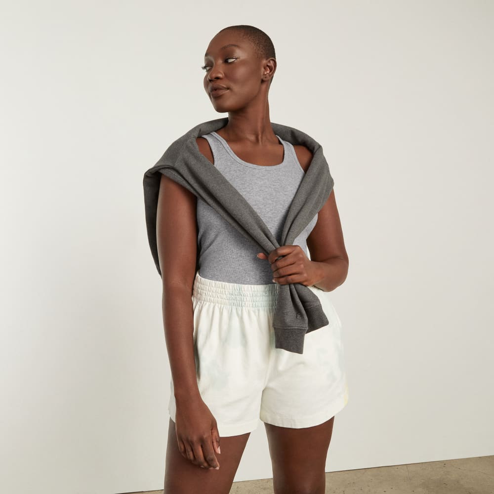 The Pima Micro-Rib U-neck Tank | Heathered Grey