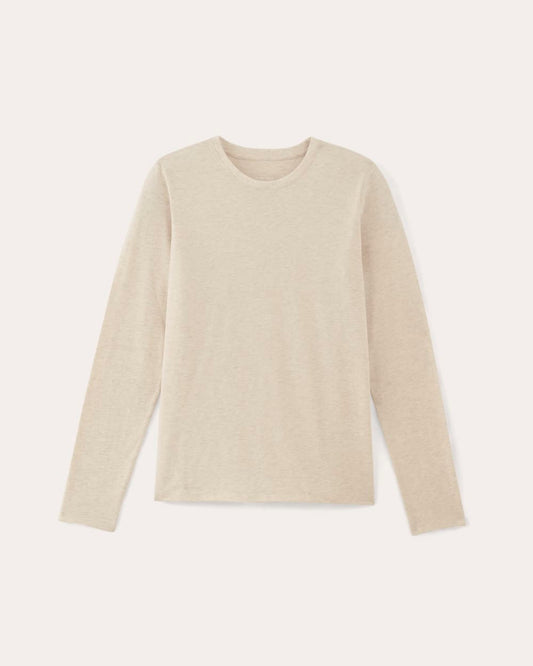 The Slim Long-Sleeve Crew in Essential Cotton | Heathered Oat