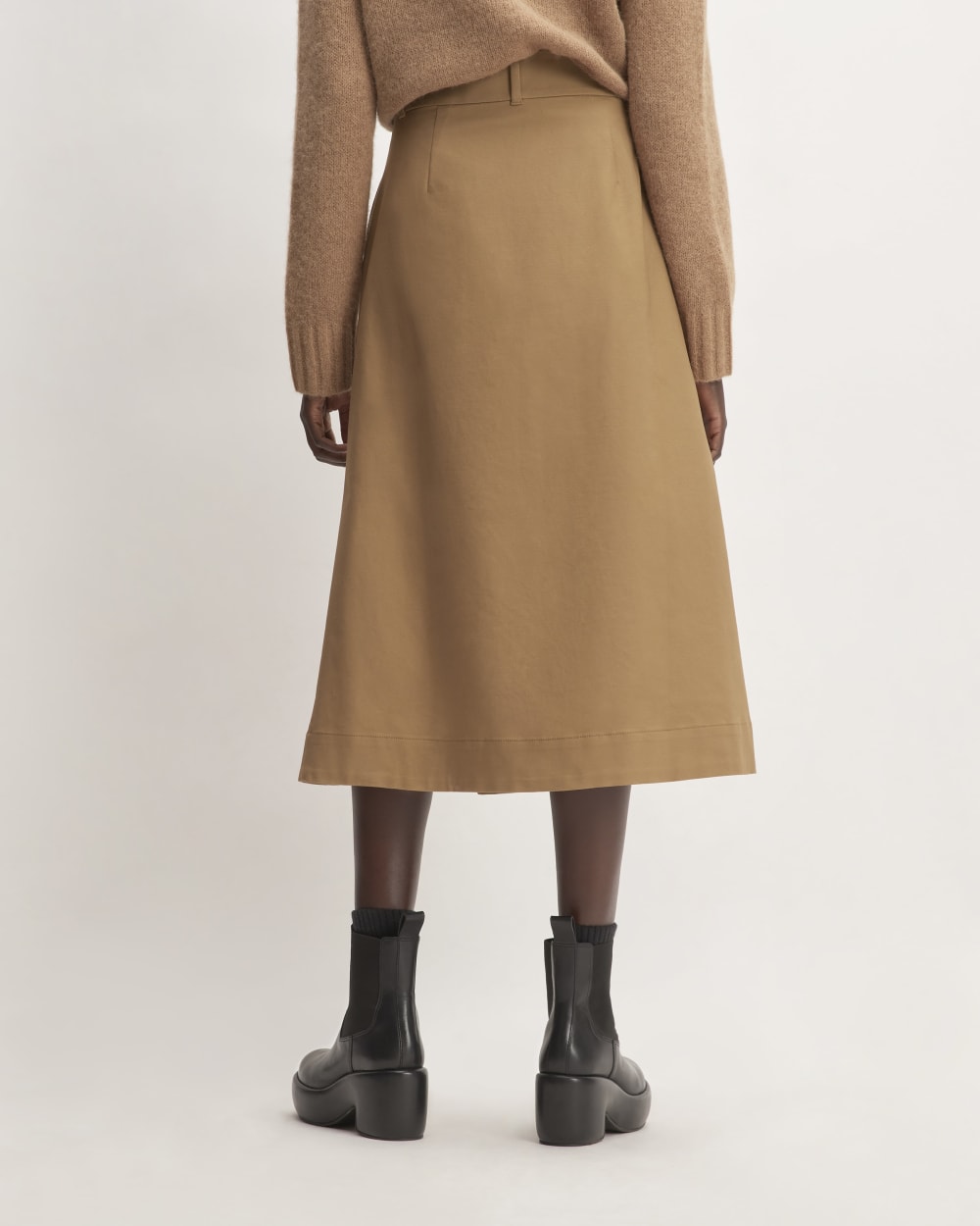 The Structured Cotton A-Line Skirt | Toasted Coconut