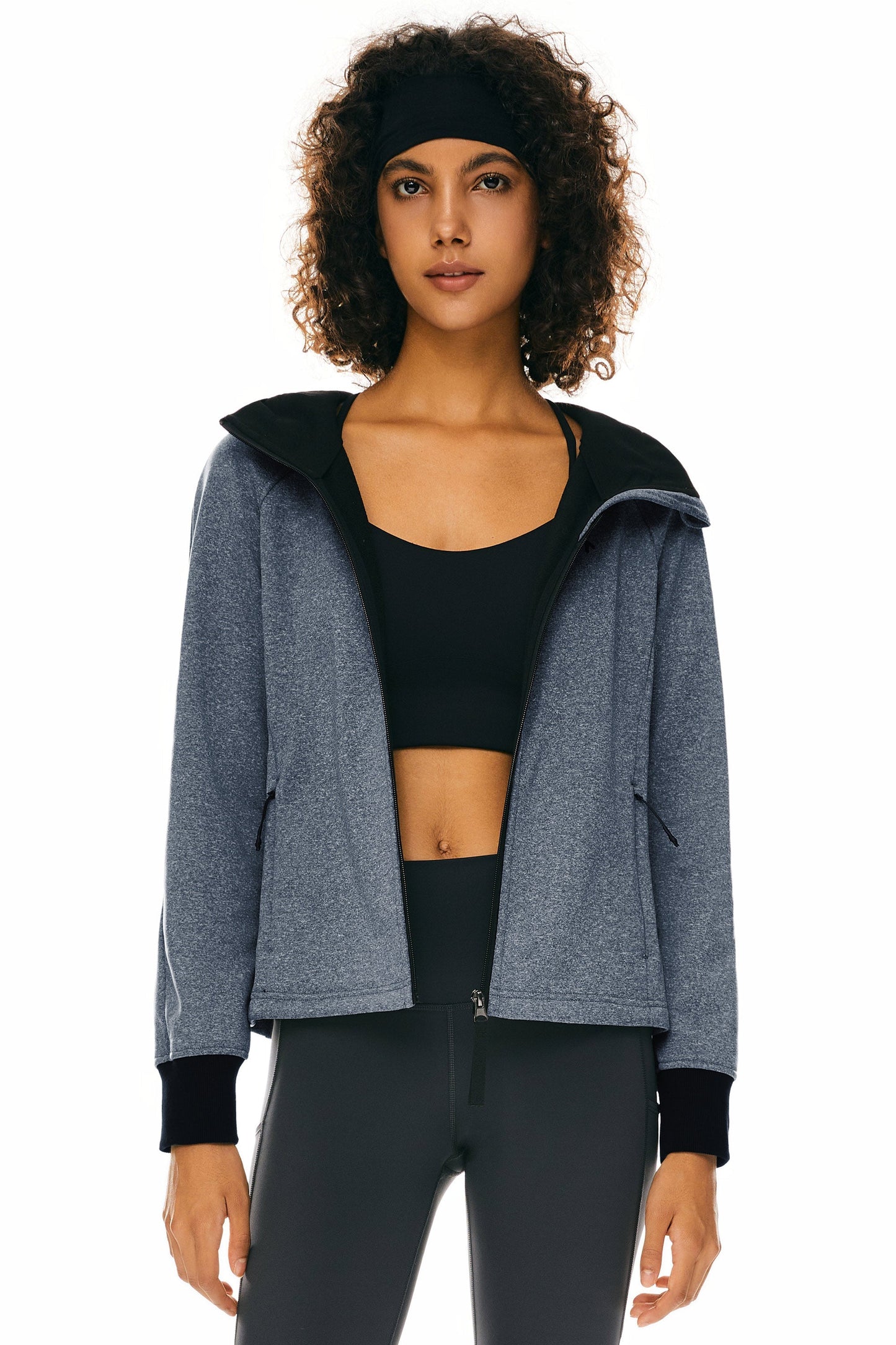 Zip Up Fleece Lined Hoodie Long Sleeve Cropped Sweatshirt
