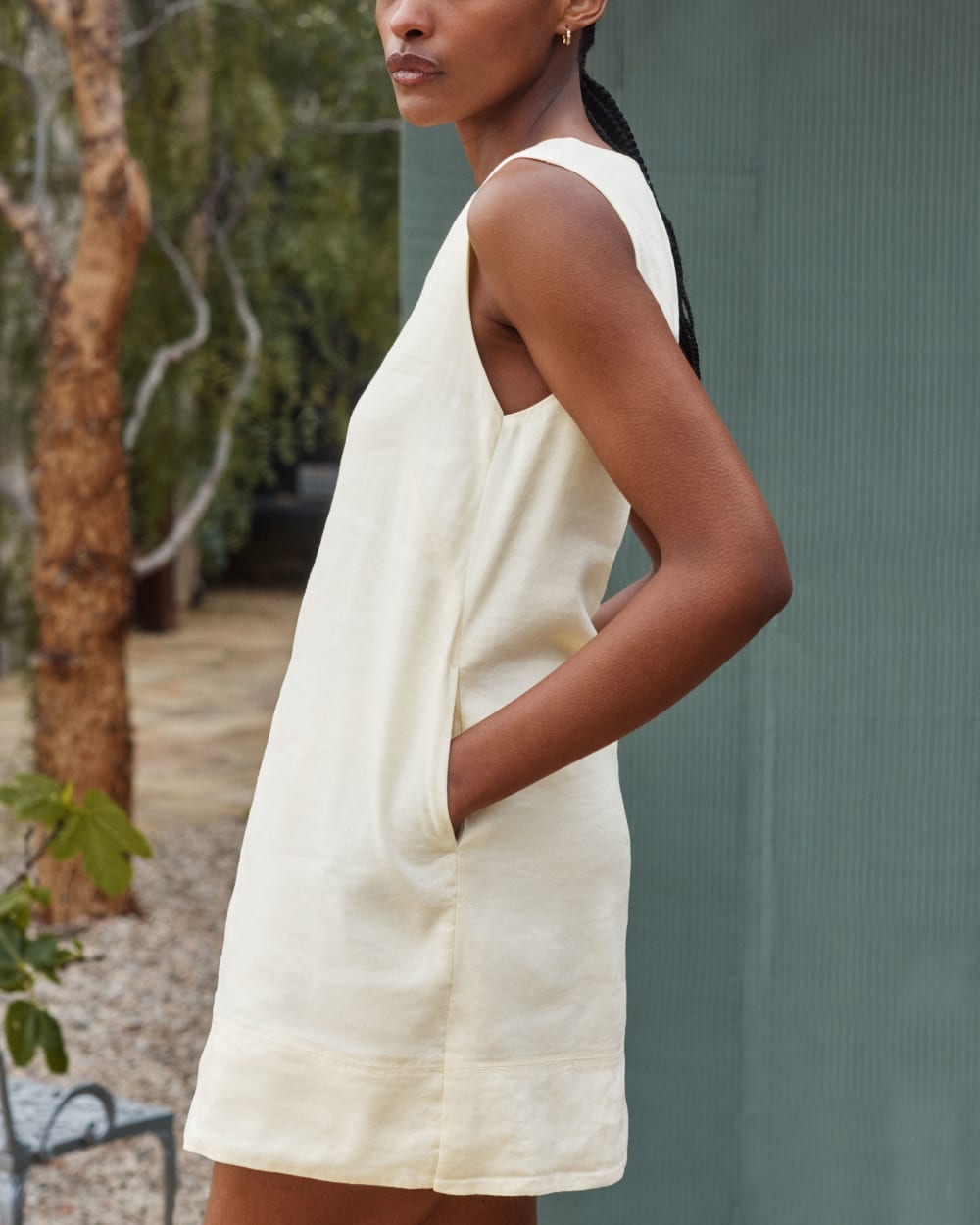 The Shift Dress in Stretch Linen | Light Yellow