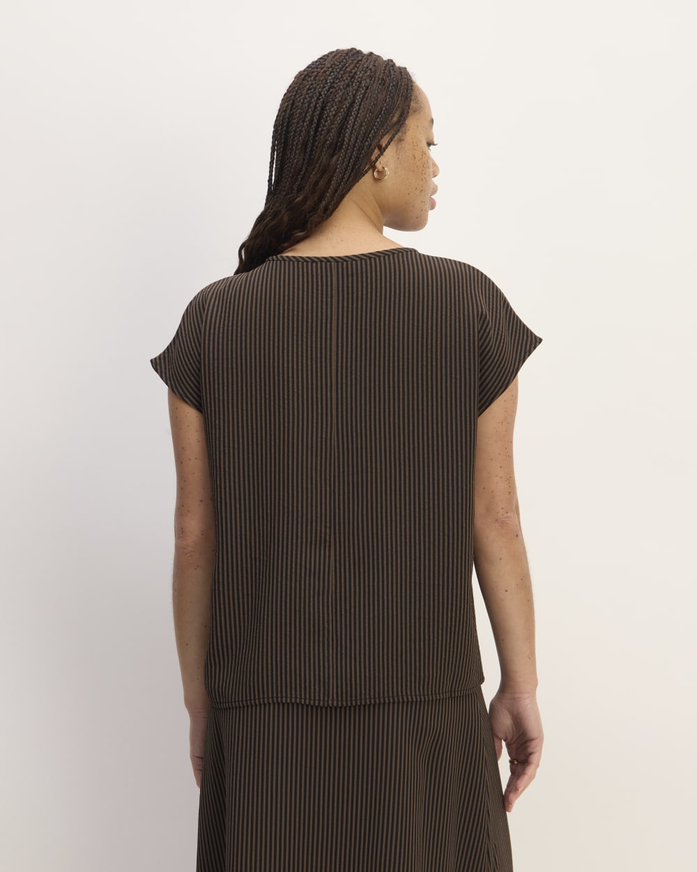 The Mini Jacquard Stripe Top | Cocoa / Black