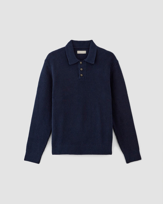 The Cotton Chunky Rib Polo | Navy
